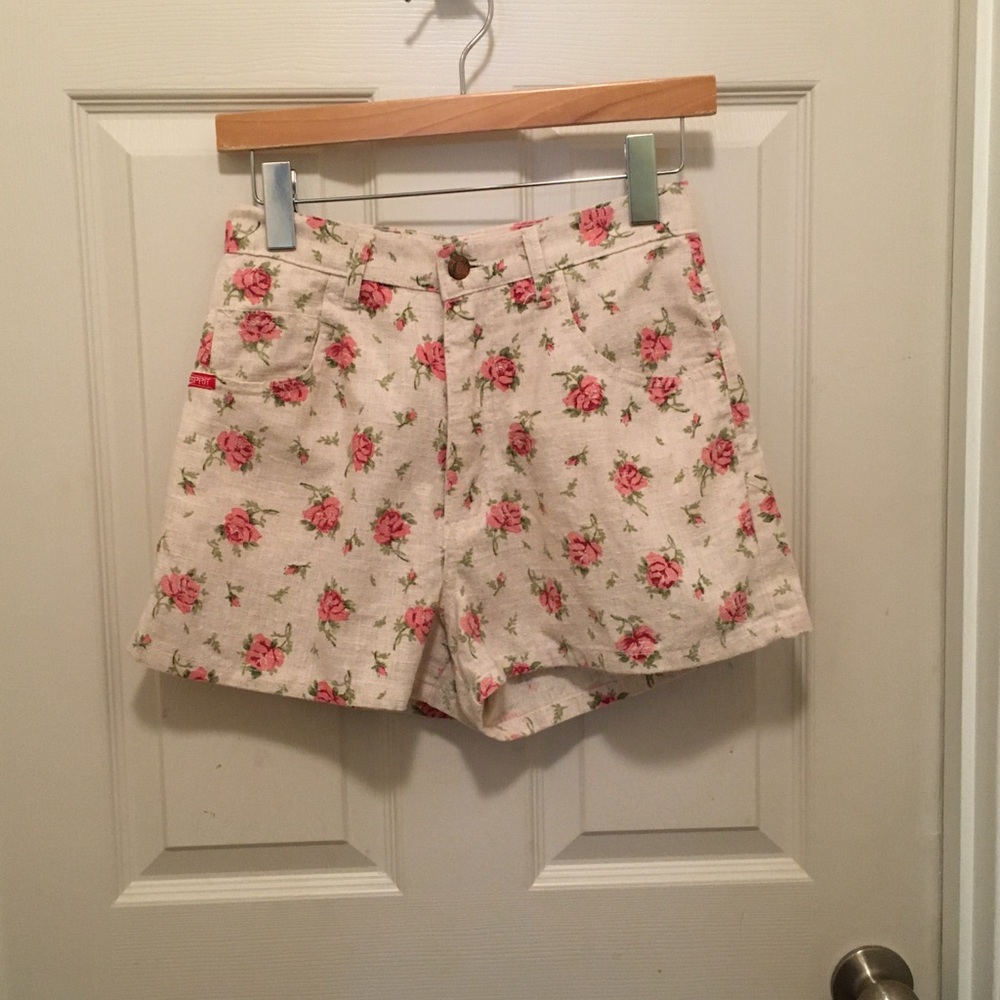 VINTAGE RARE ESPRIT High Waisted Floral Shorts 7/8